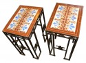 Custom Art Deco Iron and Tile End Tables