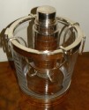Art Deco Champagne Ice Bucket Glass and Metal with shaker