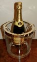 Art Deco Champagne Ice Bucket Glass and Metal with champagne