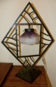 French Art Deco Table Lamp Schneider glass iron