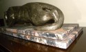 Art Deco Nickeled Bronze and Marble Tiger Statue