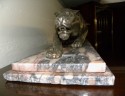 Art Deco Nickeled Bronze and Marble Tiger Statue