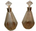 Pair French Art Etched Glass Decanters