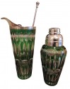 Bohemian Cut Glass Art Deco Cocktail Shaker Set
