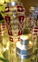 Art Deco Cut Crystal Sterling Martini Shaker and glasses