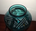 Deco Etched Turquoise Glass