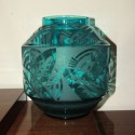 Deco Etched Turquoise Glass
