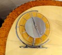 Art Deco Peach Glass & Chrome Clock