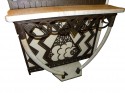 Art Deco Iron console with matching mirror and marble tusks 