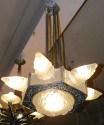 Art Deco Chandelier all original molded multiple glass pieces very large