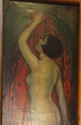 
Dutch Art Deco Painting- Nude with Red Dress by E.Van Offel
