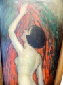 
Dutch Art Deco Painting- Nude with Red Dress by E.Van Offel
