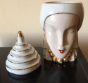 French Art Deco ROBJ Paris signed Ceramic Jar bonbonniere 1930 