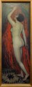 Dutch Art Deco Painting by E.Van Offel - Nude with Red Dress