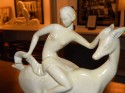 Ceramic Art Deco cubist Woman on antelope 