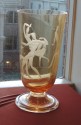 Art Deco Etched Glass with Stylized Women and Dogs
