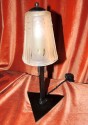 Pair of Peach Muller Glass and Iron Lamps