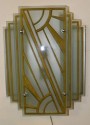 Custom Etched Glass Gold Stepped Modernist Art Deco Light
