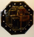 Octagon  Shaped Art Deco Black Silver Chrome Mirror
