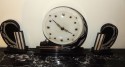 French Art Deco Marble Clock and Garnitures