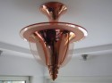 Petitot Art Deco Copper and Peach Glass Chandelier