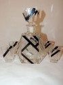 Crystal Art Deco Decanter Set with Glasses 