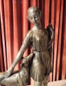 Grand Art Deco Sculpture of a Woman and Dog by I. Gallo