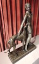 Grand Art Deco Sculpture of a Woman and Dog by I. Gallo