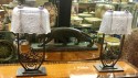 Rare French Iron & Moulded Glass lamps Pair