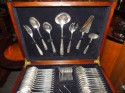 Complete Christofle Silverware Set in Wooden Storage Table