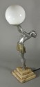 French Art Deco Statue Lamp by Balleste