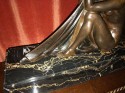 French Art Deco Bronze and Marble Lamp by J. Lormier