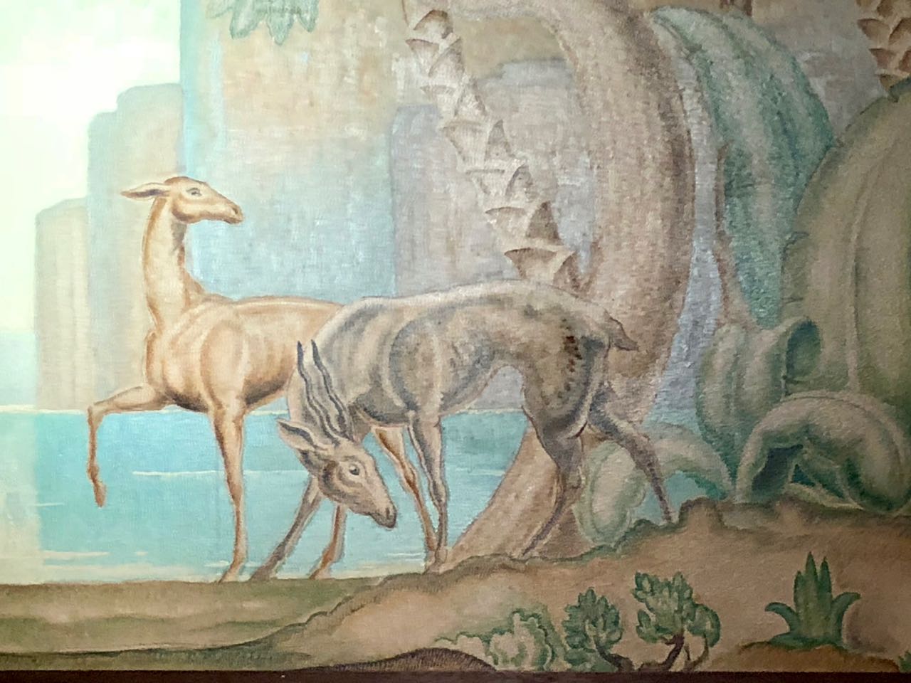 Art Deco Original Painting Mural In The Style of Jean Dupas
