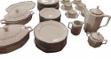 Art Deco China Service for 12 Silver and White