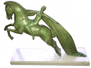 Art Deco Sculpture of Woman on a Horse by Charles from Le Verrier