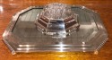 Silver Plate Modernist Mirror Tray and Floral Display