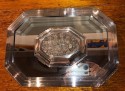 Silver Plate Modernist Mirror Tray and Floral Display