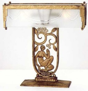 Paul Kiss Lamp with Gilded Panel