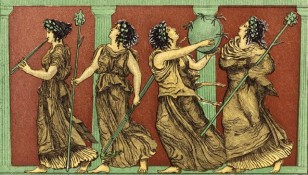 greek dancers with thrysrus