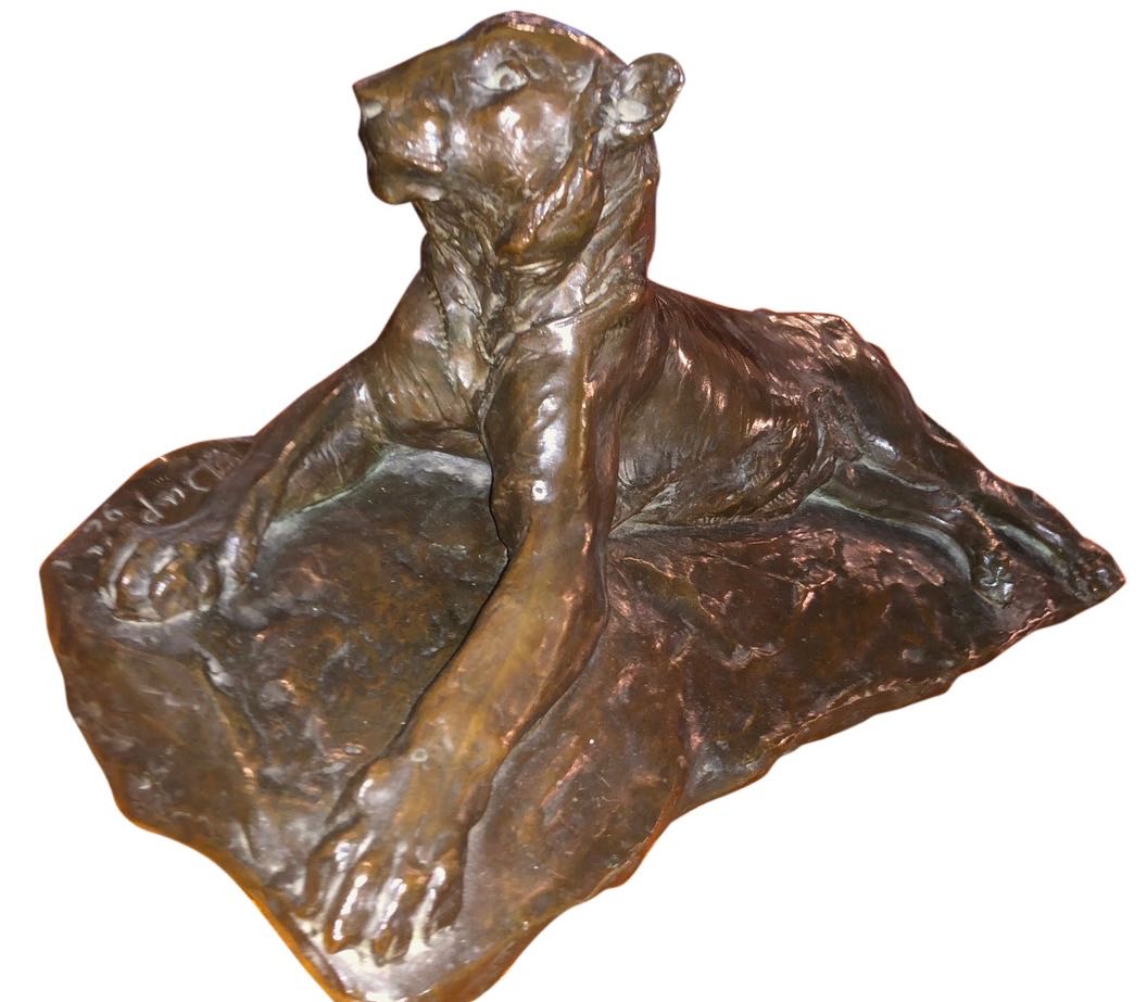 Classic Bronze Lion Statue by Josue Dupon Belgian Sculptor Art Deco 