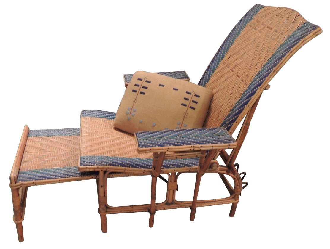 Art Deco Wicker Woven Chaise Longue 