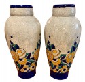 Charles Catteau Boch Ceramic Large Matching Pair Floral