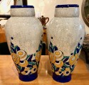 Charles Catteau Boch Ceramic Large Matching Pair Floral