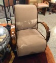 Pair French Art Deco Bent Wood Custom Upholstered Chairs