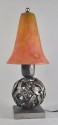 Edgar Brandt Iron and Daum Nancy Glass Table Lamp Sculpture