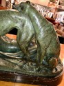 Ary Bitter Reclining Diana with 2 Greyhounds Bronze Art Deco Sculpture