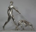 Art Deco Sculpture by Raymond Leon Rivoire Titled 'FEMME AU LEVRIER'