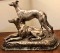 Art Deco Greyhound Dogs Bronze Sculpture by S. Birand