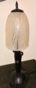 French Art Deco Table Lamp Fer Forge Modernist Glass