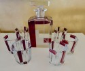 Art Deco Czech Whiskey Decanter and Glass Set 